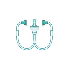 Medical tubing with connectors isolated on white background