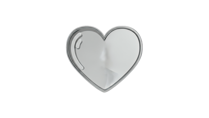 Silver Heart Icon on White Background