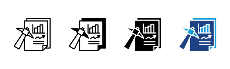 Data Mining icon set multiple style collection