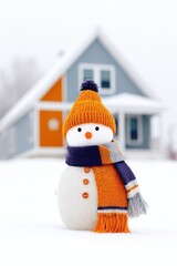 毛糸の服を着た雪だるま