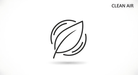 Simple modern leaf icon with clean air concept on white background for eco friendly and sustainability themes