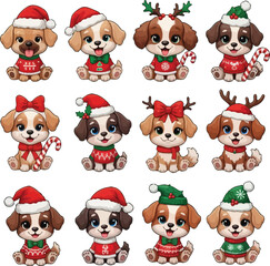 Naklejka premium set of christmas animals