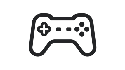 Minimalist sleek game controller icon with clean outline high resolution PNG style cutout on transparent background for digital interface UI UX design app icons gaming dashboards and modern web graphi