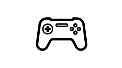 Minimalist sleek game controller icon with clean outline high resolution PNG style cutout on transparent background for digital interface UI UX design app icons gaming dashboards and modern web graphi