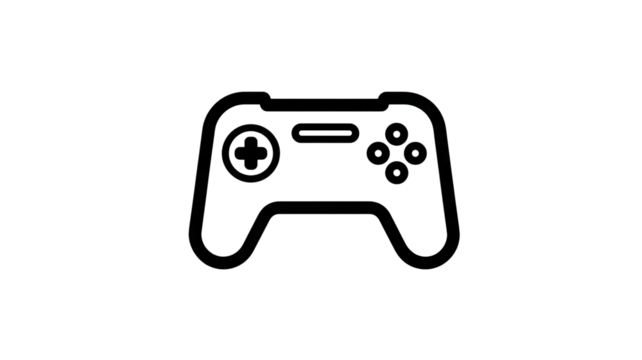 Minimalist sleek game controller icon with clean outline high resolution PNG style cutout on transparent background for digital interface UI UX design app icons gaming dashboards and modern web graphi - Powered by Adobe