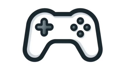 Minimalist sleek game controller icon with clean outline high resolution PNG style cutout on transparent background for digital interface UI UX design app icons gaming dashboards and modern web graphi
