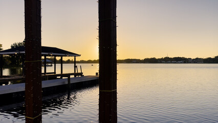 Lake Roy sun set calm waters golden sky