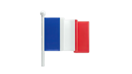 French Flag Displayed on White Background