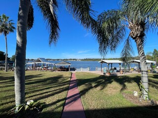 Lake Roy clear blue sky relaxing scene pathway to lake