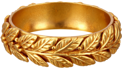 Elegant golden leaf ring design isolated in high resolution png style with clean transparent background feel, detailed cutout ideal for luxury jewelry branding, nature inspired accessories, ecommerce 