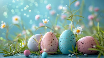 Bright easter seasonal image with gentle colors and studio light