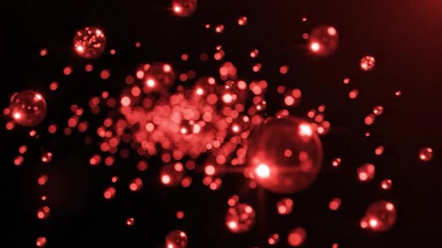 Abstract Red Bubbles Floating in Dark Space - A Mesmerizing Visual Journey.