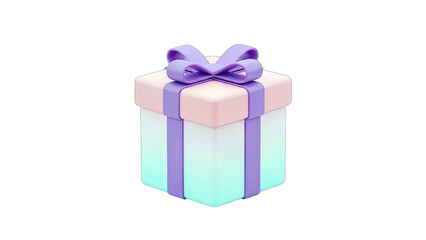 Fototapeta premium Gift Box with Purple Ribbon Isolated on White Background