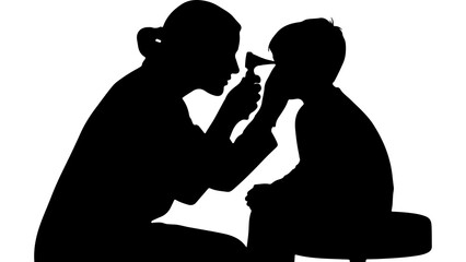 Doctor examining child with transparent background
