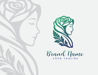 illustration design of a flower logo of a woman wearing a hijab