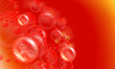 Hyaluronic acid and Niacinamide hair and skin solutions ad, red collagen serum drop with cosmetic advertising background ready to use, illustration vector.