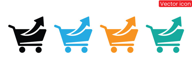 Shopping cart icons with arrows for business growth