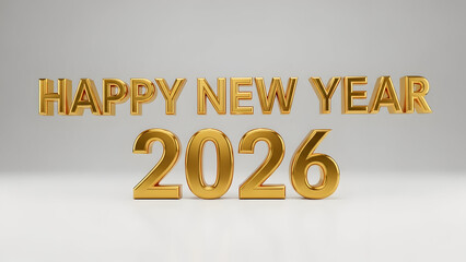 Happy new year 2026 golden typography greeting card