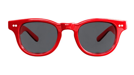 Vibrant red retro sunglasses with bold thick frames isolated high resolution PNG cutout on transparent background for fashion design branding stickers social media and ecommerce mockups