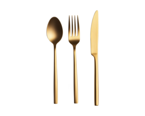 Elegant golden cutlery for a luxurious dining experience
