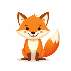 Fototapeta premium Smiling Cartoon Fox with Orange and White Fur.