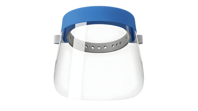 Blue and clear protective face shield with adjustable headband