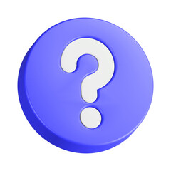 question mark 3d rendering icon blue color