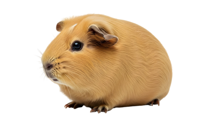 Close-up of a cute brown guinea pig on white background