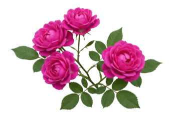 Four pink roses isolated PNG on transparent background, beautiful flower arrangement for wedding invitations and greeting cards