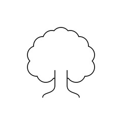 Simple Black and White Outline of a Tree with Fluffy Leaves