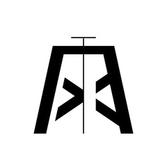 Minimalist Black and White Elevator Door Icon with Open Symbol