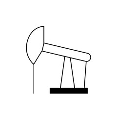 Oil Pump Jack Diagram, Black and White Industrial Equipment Illustration