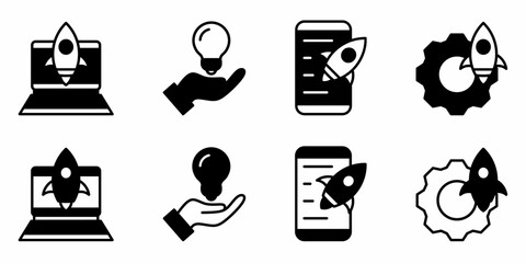 Startup icon on white background. Vector logo startup illustration.