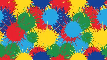 Colorful Coronavirus Particles on Blue Background.