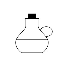 Black and White Line Art of Laboratory Flask with Side Tube