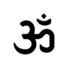 Sacred Om Symbol, Hindu Spiritual Icon, Black and White Design