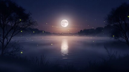 night landscape with moon