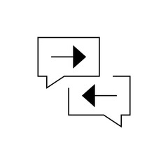 Black and White Speech Bubbles with Directional Arrows for Communication Design