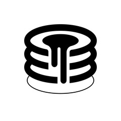 Stack of Three Black and White Pancakes with Syrup Drizzle Icon Illustration