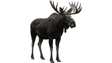 Majestic moose with large antlers in natural pose