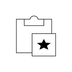 Minimalist Black Star Icon on Square Background, Clipboard Design