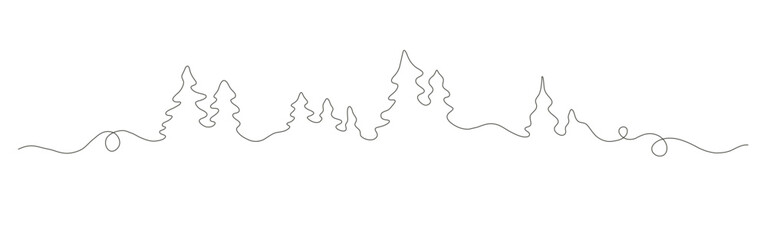 Single line drawing of trees in a forest ideal for nature themed designs