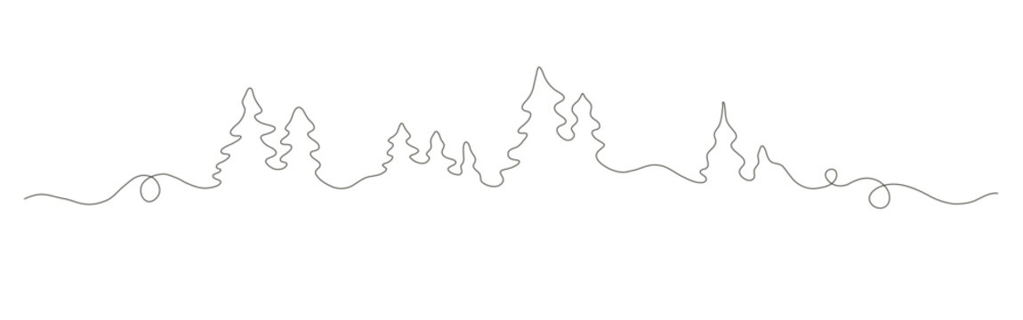 Single line drawing of trees in a forest ideal for nature themed designs
