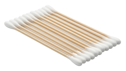Close-up of cotton swabs on white background