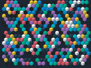 Colorful Hexagonal Cubes Pattern Background Design Element