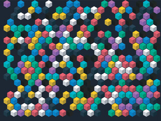 Colorful Hexagonal Cubes Pattern Background Design Element