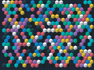 Colorful Hexagonal Pattern Background with Cubes