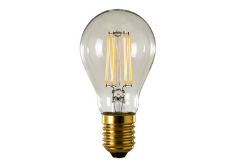 Vintage Edison light bulb isolated PNG on transparent background, antique style filament lamp for retro design and decoration