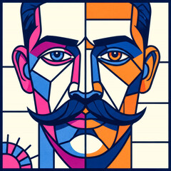 Geometric Man: Stained Glass Portrait Art