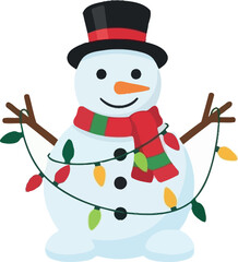 Snowman with christmas lights
